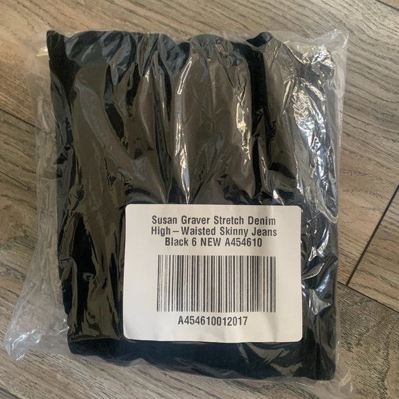 NWT SUSAN GRAVER REPREVE STRETCH DENIM HIGH-WAISTED SKINNY JEANS BLACK 6 - Picture 5 of 7